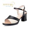 Sandals Women Summer Soft Leather Women Roman Sandals Color Block High Heel Sandals Women