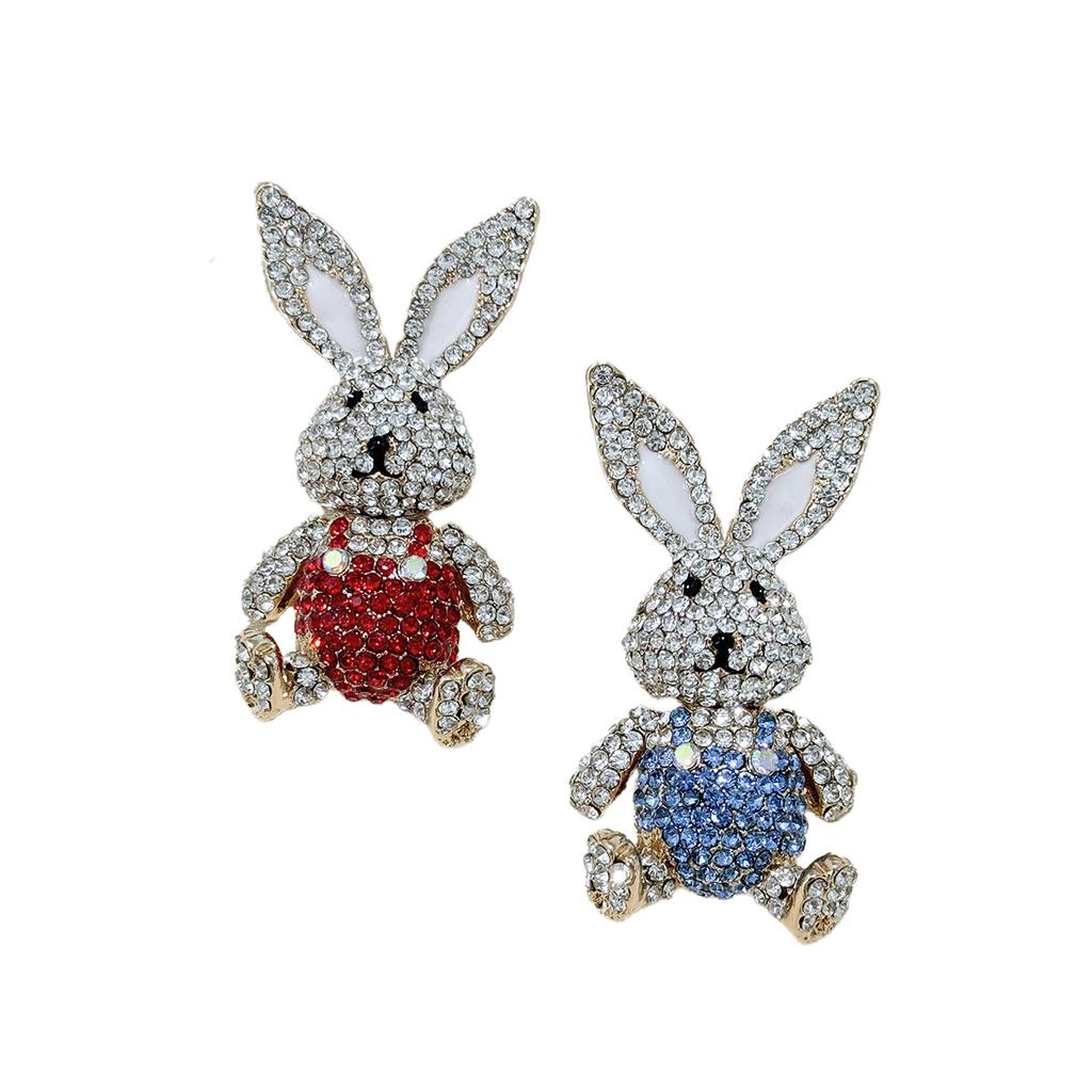 Rabbit Rhinestone Pin Brooch, Diamond Alloy Brooch, Little Rabbit Cute Animal Brooch Clothing Corsage