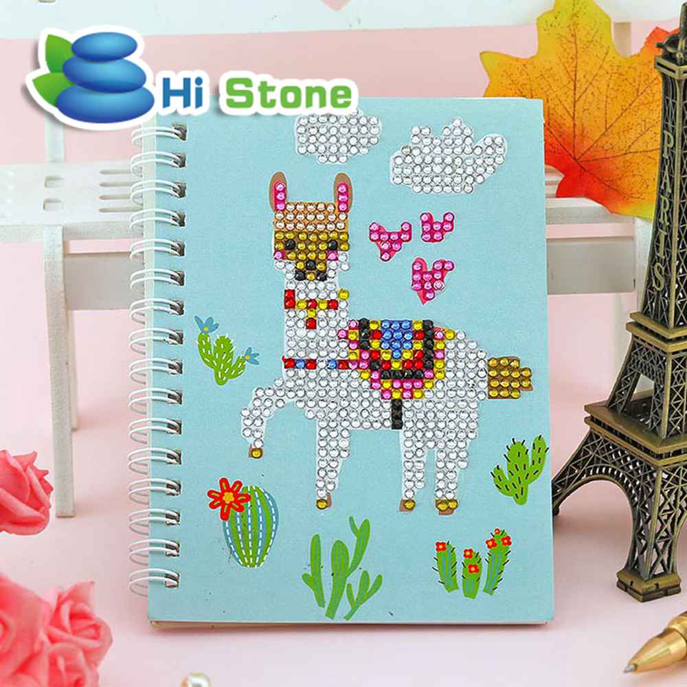 Customized School Notebooks Stationary A7 Notebooks Cute Cartoon Cover Spiral Notepads Diamond Painting
