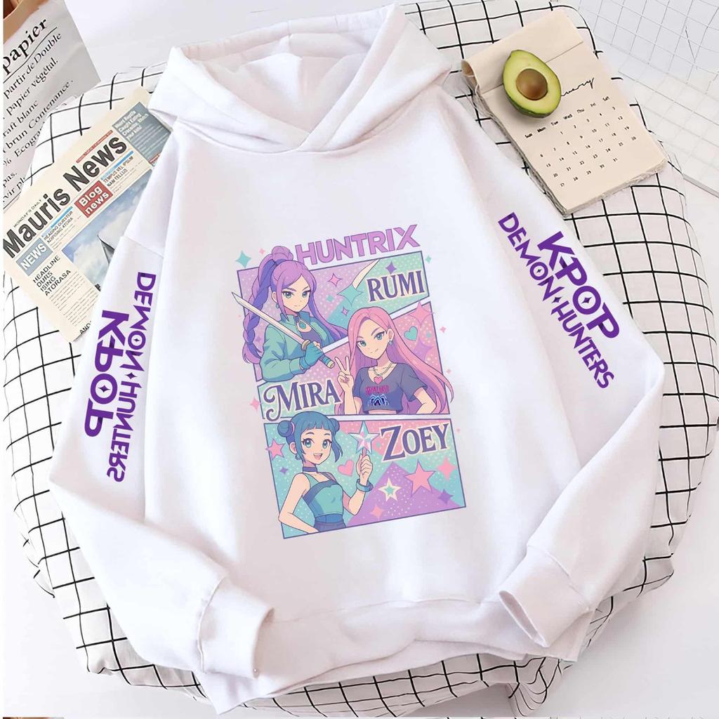KPop Demon Girls Fashion Casual Sweatshirt Movie New Kids K-Pop Demon Hunters Hooded Tops Toddler Girl Clothes Hunters Hoodie