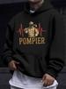 American/European Style Unisex Autumn/Winter Printed Hoodie Long Sleeve Sweatshirt, Firefighter Heartbeat Print Hooded Sweatshirt, Tribute To Professi