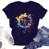 Women's Casual Round Neck Short Sleeve Pullover Printed T-Shirt Top