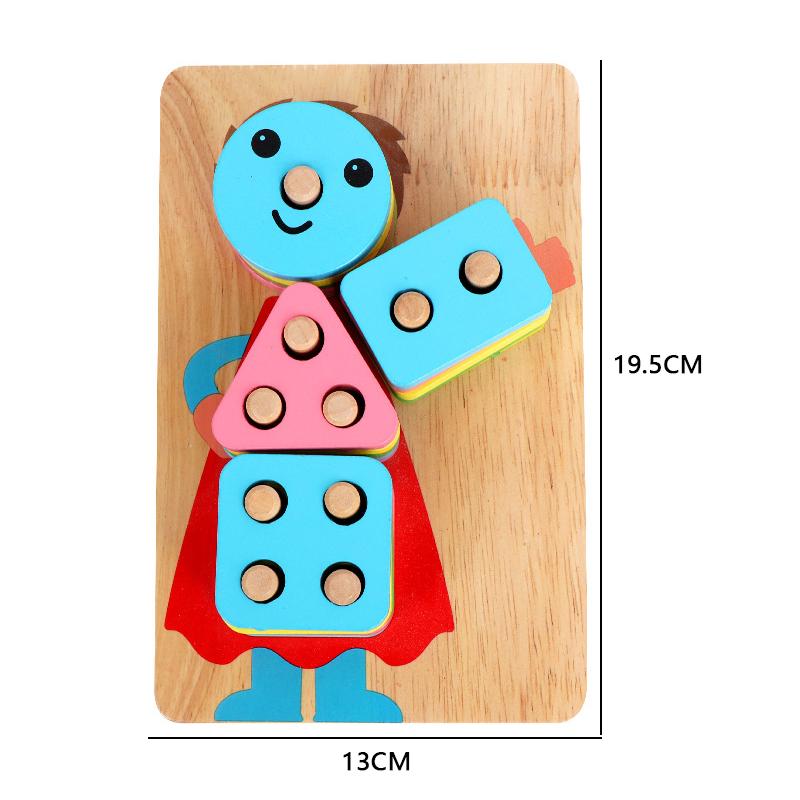 Деревянные пазлы Детские игрушки Монтессори Графический мультяшный красочный Раннее развитие Обучающая игрушка Пазл в форме животного
