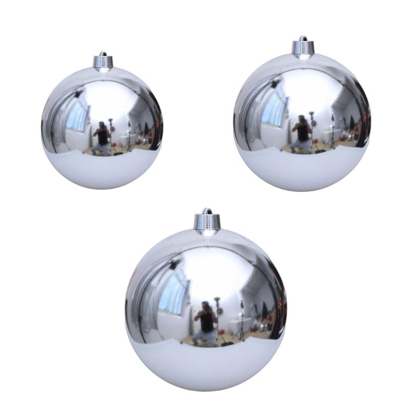 Oversized Silver Reflective Christmas Decors Ball Portable Plastic Hanging Ornament For Christmas And Parties