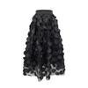 Qooth Women 3D Design Polka Dot Tulle Mesh Skirt Vintage Elastic Waist Long A-line Tutu Skirt QT2176