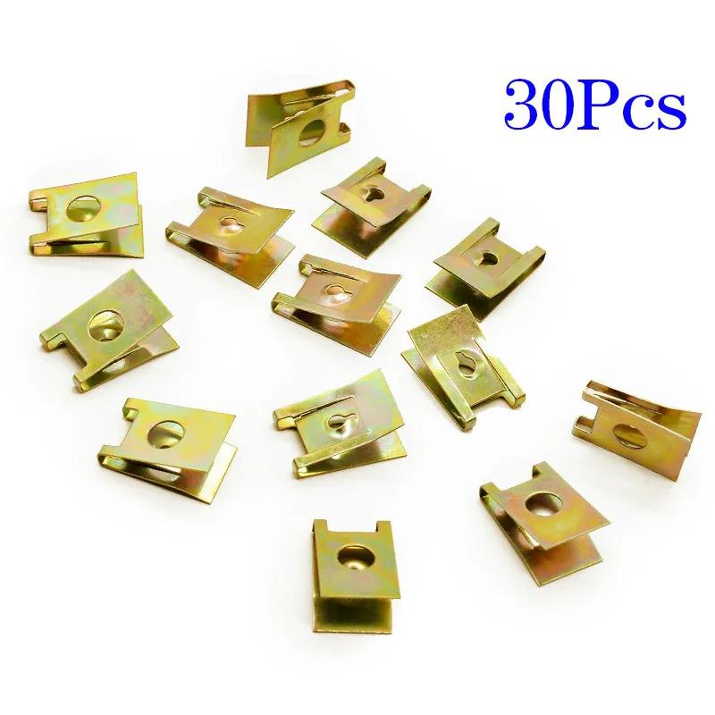 10/20/30/50/100pcs Car Screw Base U-Type Clips Car Fastener Clips Motor Automobile Engine Fender Bumper Guard Plate Clamp