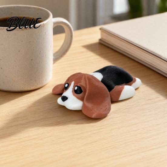 Décoration de Bureau Chien Détail Vif Figurine Imprimée Ornement Beagle Mignon 3D Minuscule Objet de Collection Décor Mini Statue Chiot Couché pour