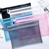 A4 A5 A6 Portable Double-Layer Mesh Zipper File Bag Transparent Student Test Paper Data Storage Bag Office Files Stationery