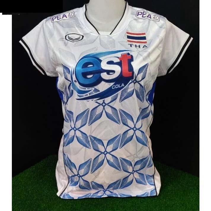 ТАИЛАНД Национальная волейбольная женская винтажная футболка CHEER Fan Print Version Быстросохнущая футболка с V-образным вырезом и коротким рукавом Униформа с логотипом флага Таиланда Спорт в помещении