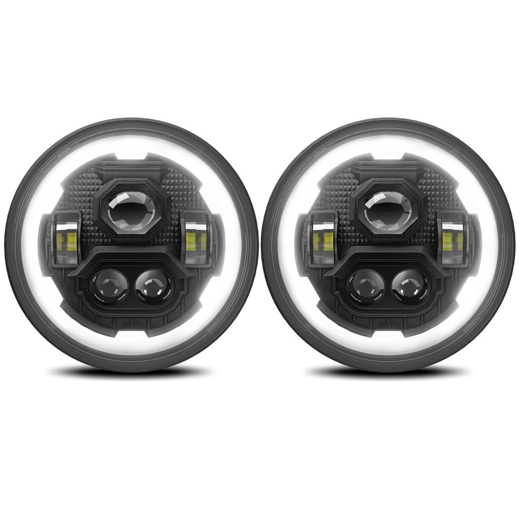 7-дюймовые автомобильные светодиодные фары 7-дюймовые круглые фары с белым дальним ближним светом DRL и янтарным указателем поворота