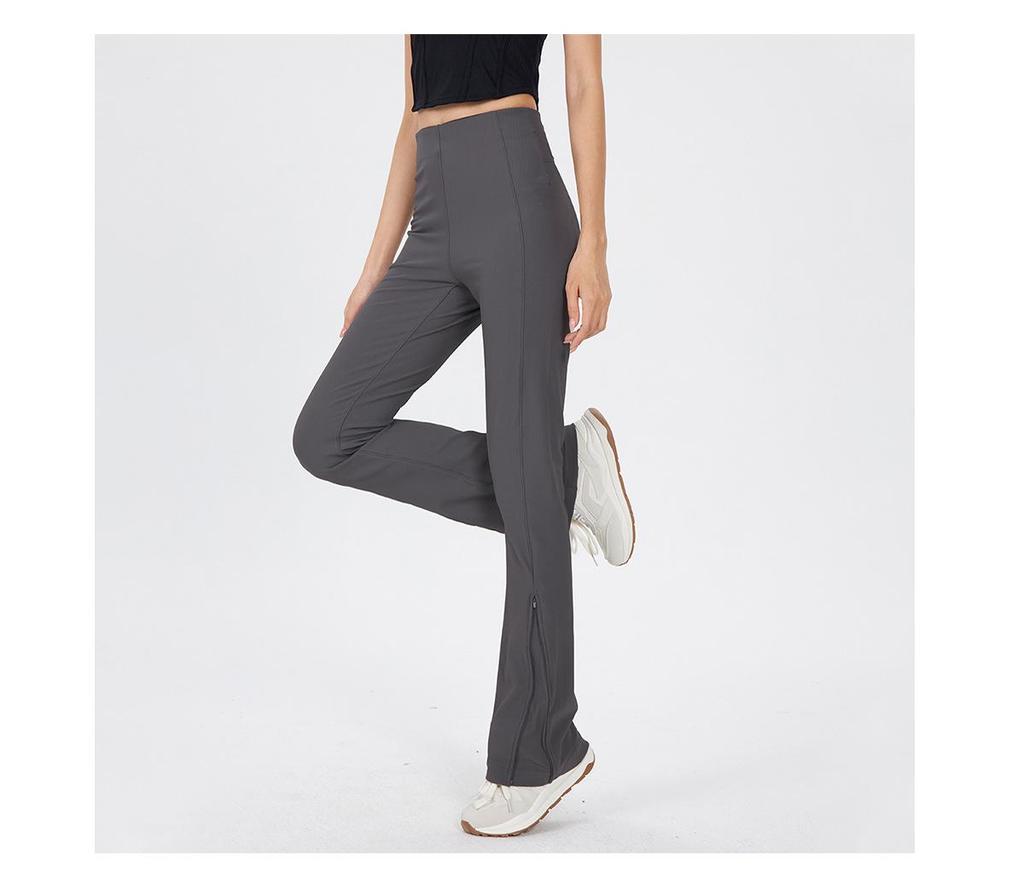 Lu New Threaded High-Waist Bell-Bottom Yoga Pants - Hip Lift, Slimming, All-Match, High Elasticity, Comfortable for Indoor or Outdoor Wear.