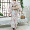 RAVIR Yukata White with an Adorable Red Daisy Includes a Fluffy Obi Belt and One Size Fits All Women's 3-Piece Set, Pattern, Sandals,