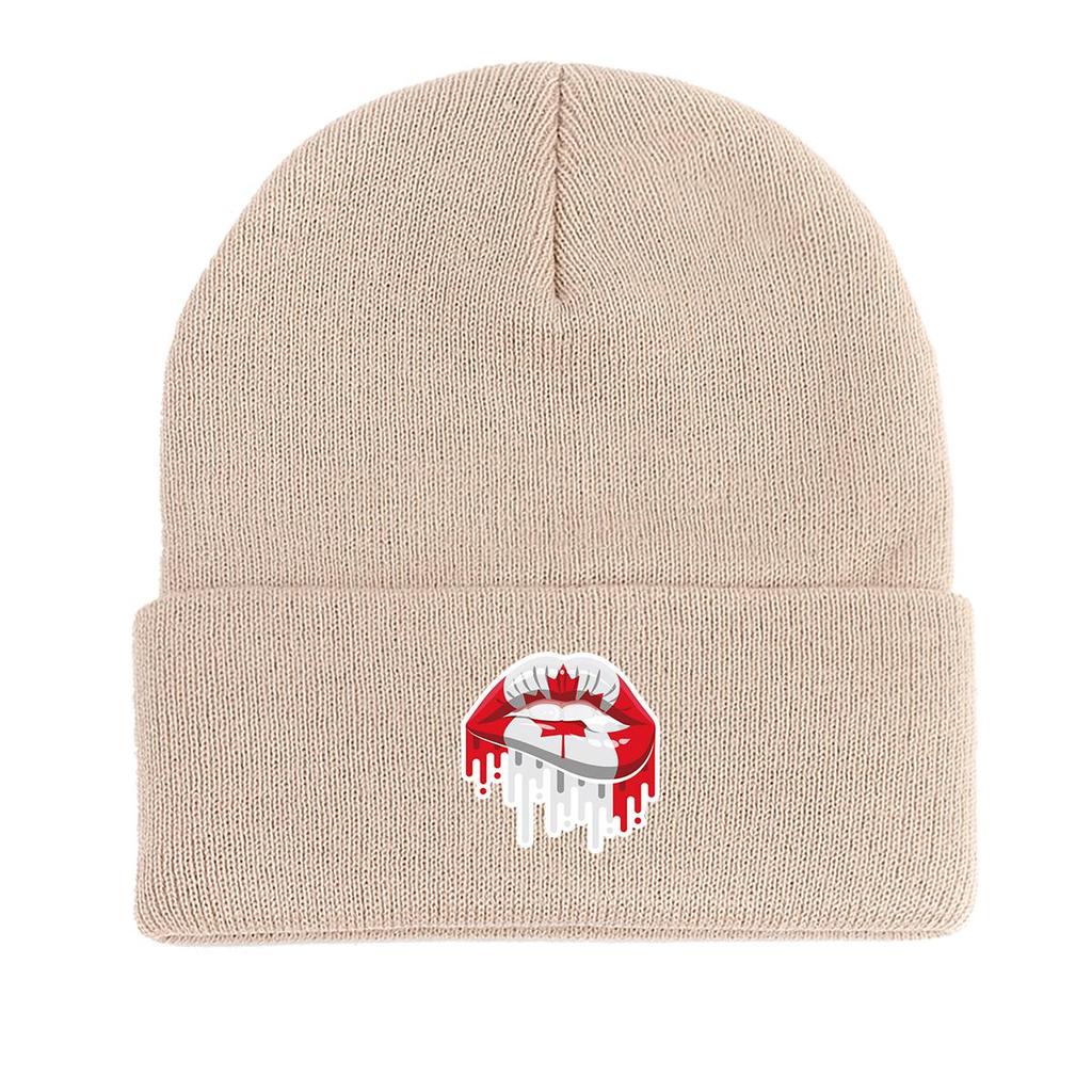 Шапка-бини с принтом флага Канады, Патриотическая женская шапка, Ветрозащитная, Конфетного цвета, Спортивная, С помпоном, Вязаная шапка-бини