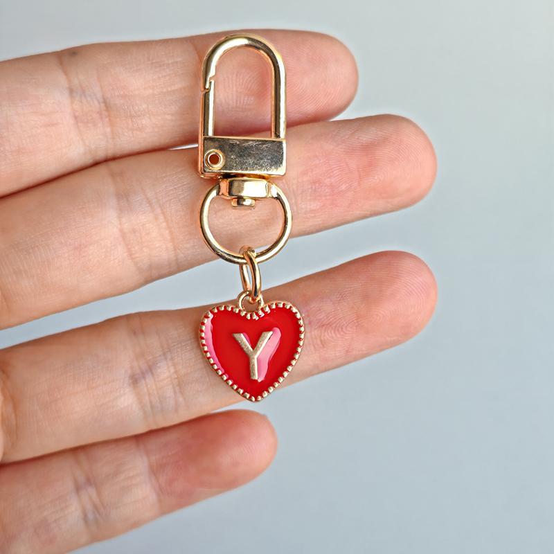 1PC Heart Shaped Gift 26 English Letters Design DIY Keychain Marker Love Keychain Creativity Lobster Buckle Red Metal Party