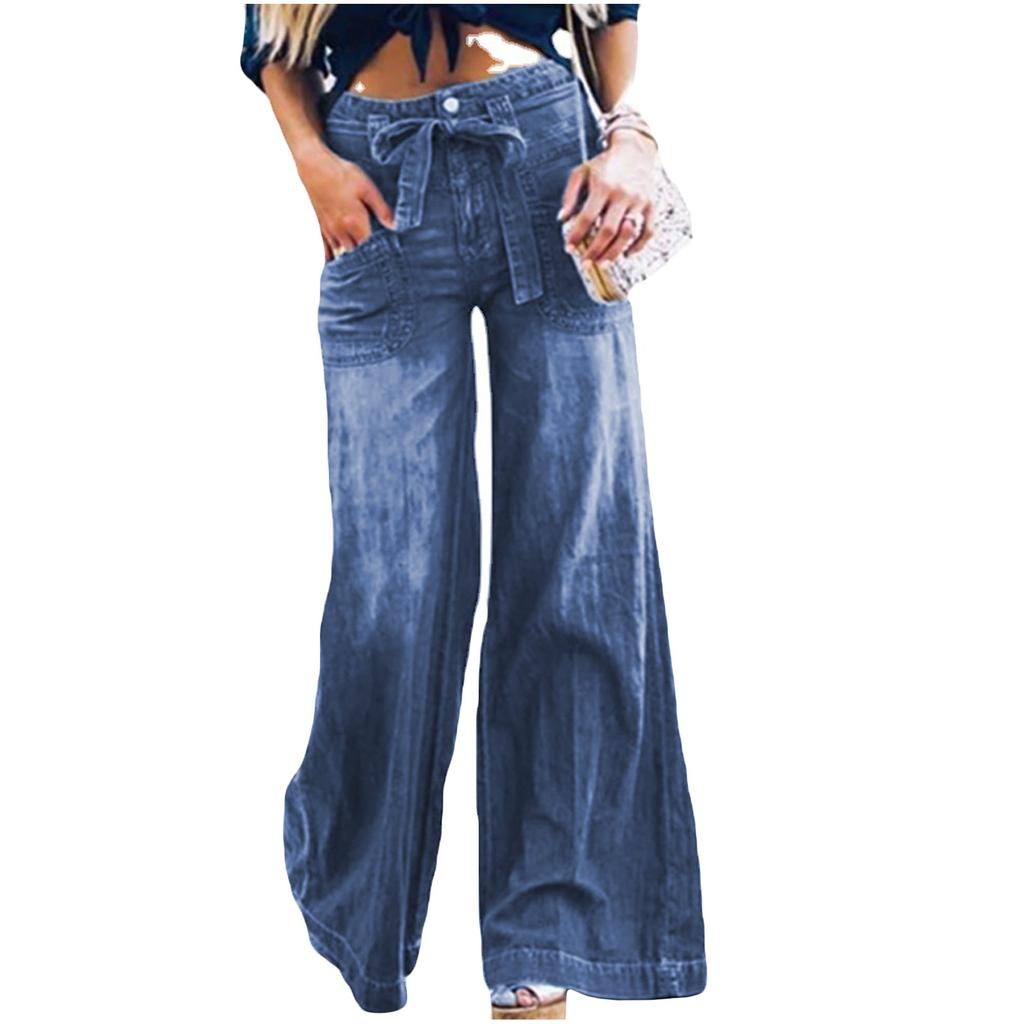 Ladies Straight Loose Wide Leg Pants Cargo Jeans Casual Jeans For Women