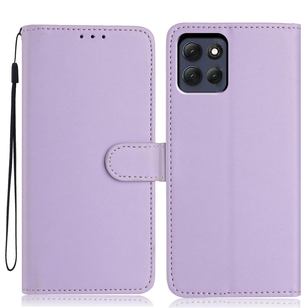 For Motorola Moto G86 Power 5G Wallet Case with Strap/Multiple Card Slots Solid Color Leather Stand Phone Cover