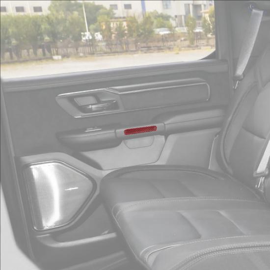 4P Inner Door Handles Decor Cover Trim For Dodge Ram 1500 19-26 Red Carbon Fiber