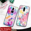 Case for Oneplus 7 Colorful Square Glass Back Cover Case Oneplus 5t Coque for Oneplus 1+ 5 6 Oneplus 6 6t 7 Pro