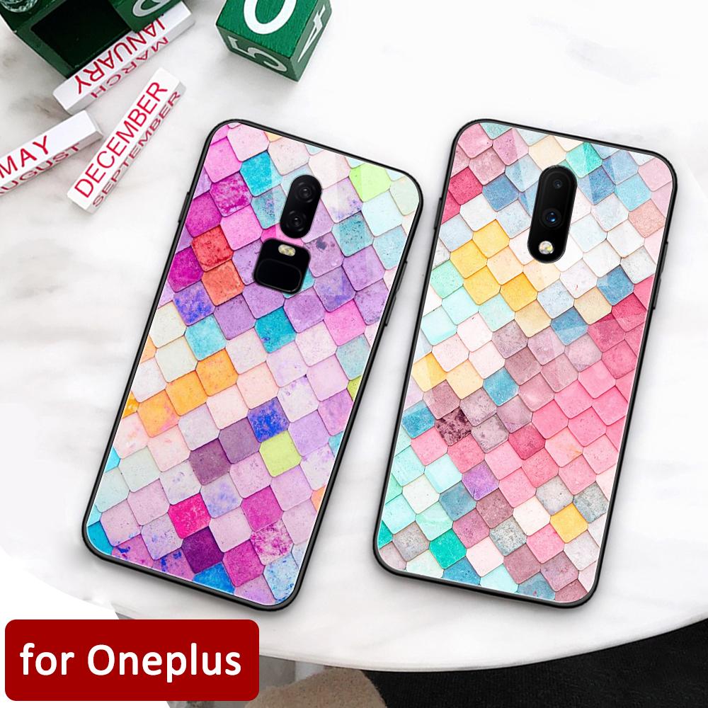 Чехол для Oneplus 7 Цветной квадратный чехол с задней крышкой из стекла coque для Oneplus 5t для Oneplus 1+ 5 6 Oneplus 6 6t 7 pro