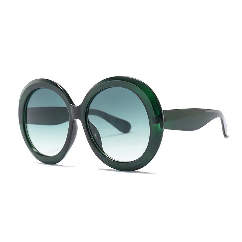 Unisex Big Round-shaped Sunglasseses High-end Vintage Large-sized Shade for Women Men Designer-made Good Superior Quality Green Black UV400 Oculos