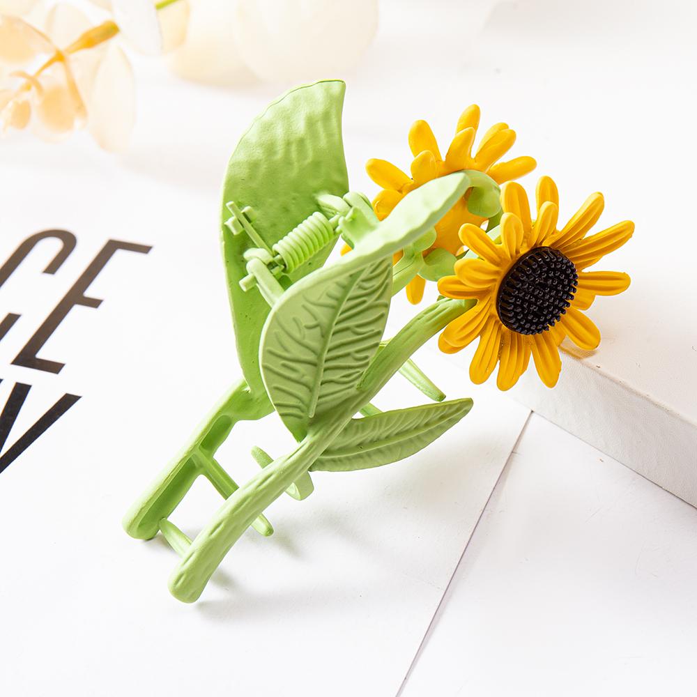 Women Tulip Flower Hair Claw Clips Sunflower Metal Hairpins Makeup Hair Styling Clamp Barrettes Girls Ponytail Hair Accessories