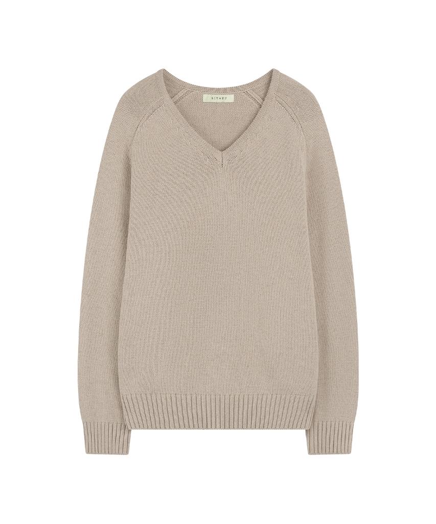 SIYAZU Sikn2156 Wool Blend Loose V-Neck Knit_Beige