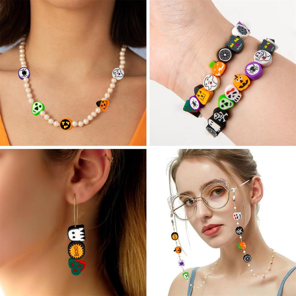 Halloween  Beads 100pcs Spooky Designs  Pumpkin Spider  Beads for Women Jewelry Making DIY  Bracelet Necklace