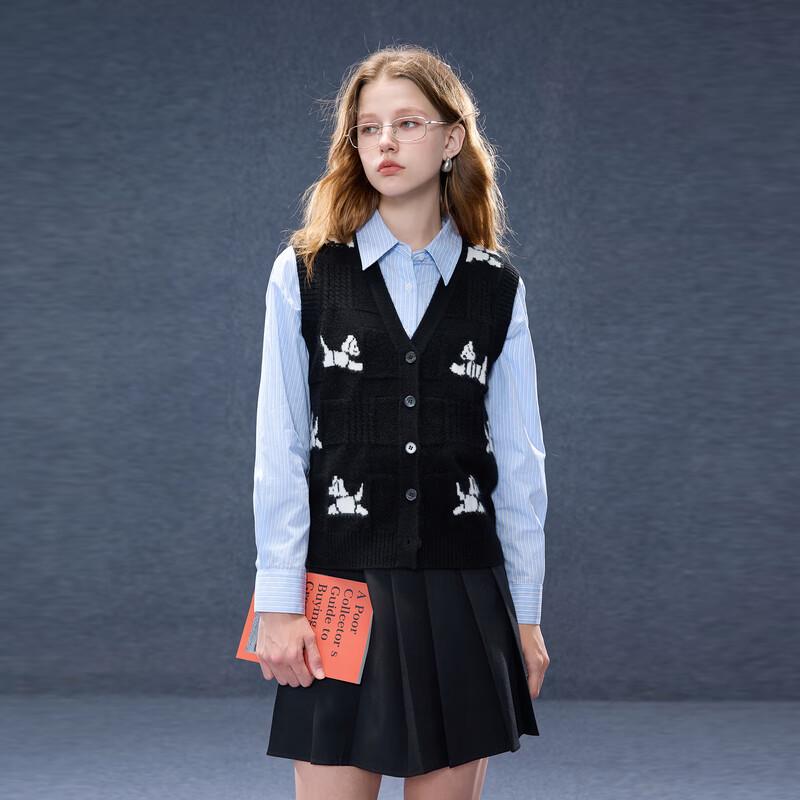 Sancai 2025 Autumn V-Neck Jacquard Knit Vest