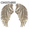 1 Pair (2Pcs) Wings Patches Loop Sequins Patch Sew On Iron On Clothes Patch 3D Feather Applique