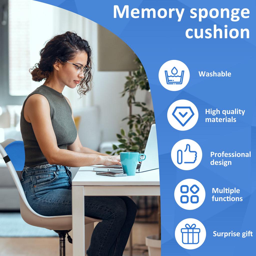 Round Lumbar Support Roll Memory Foam Roll Pillow with Adjustable Elastic Band Ergonomic Neckroll Pillow Portable Travel Bolster