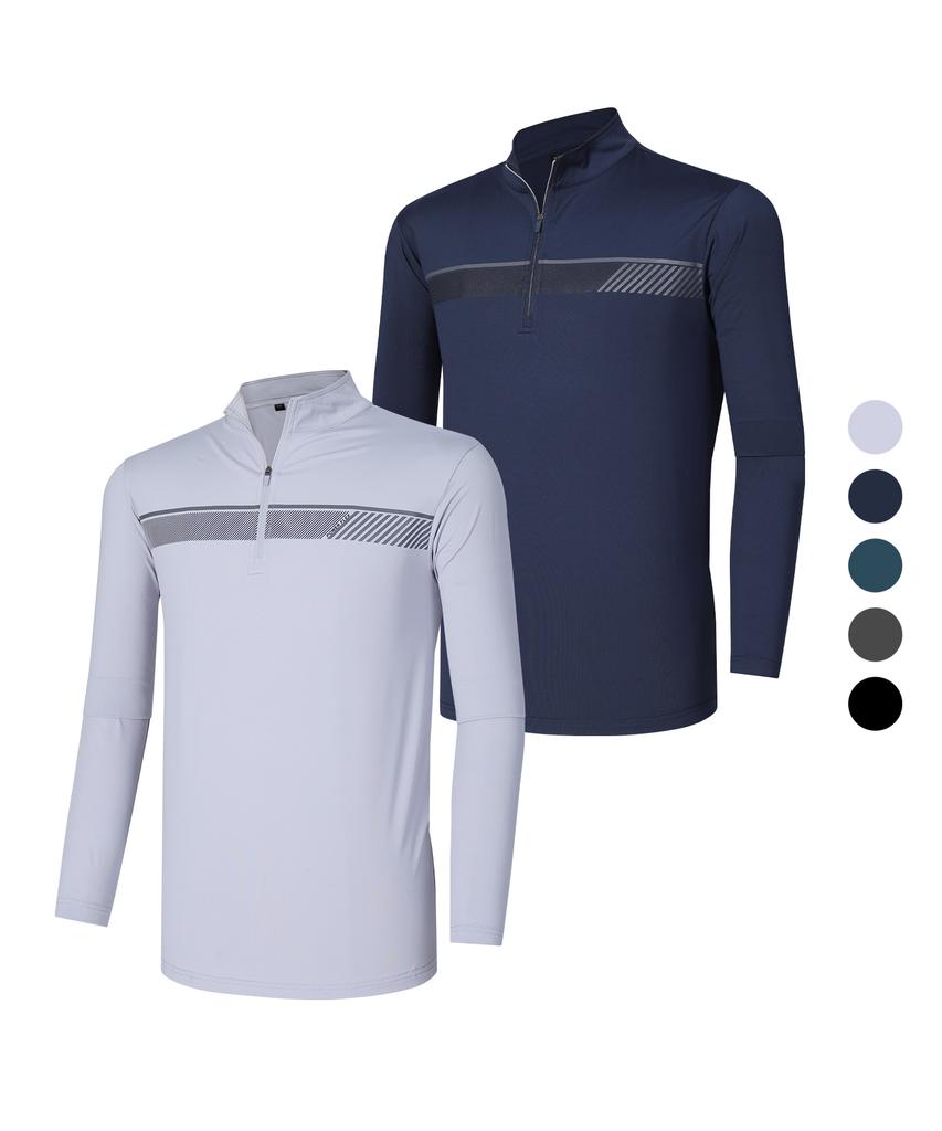 EZBUY Men'S Mark Pro Functional Long Sleeve Zip-Up T-Shirt 5 Colors (Type B)
