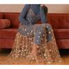 Spaghetti Straps Tulle Dresses Women Long Maxi Dresses Fashion Bling Bling See Through V-neck Party Dresses For Women