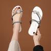 Slipper 2024 New Women's Shoes Summer Clamp-on Flat Sandals Women Wear Toe-on Beach Shoes Women 42 Size