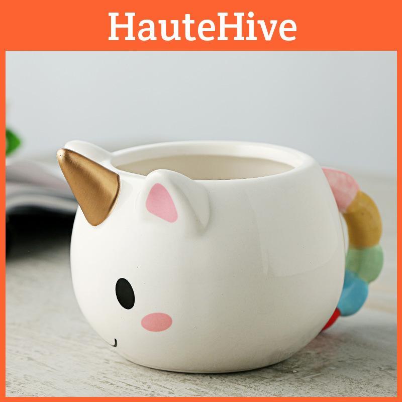 Креативная керамическая кружка-единорог с золотым рогом, расписанная вручную, для любителей кофе