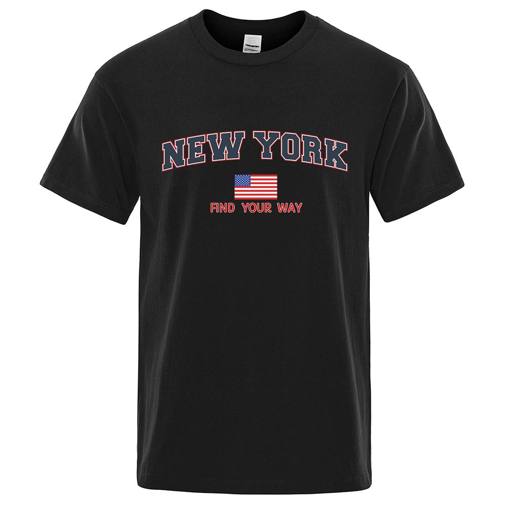 New York Find Your Way Usa Street Letter Футболки мужские свободные топы с рисунком Летняя футболка Модная свободная футболка Одежда