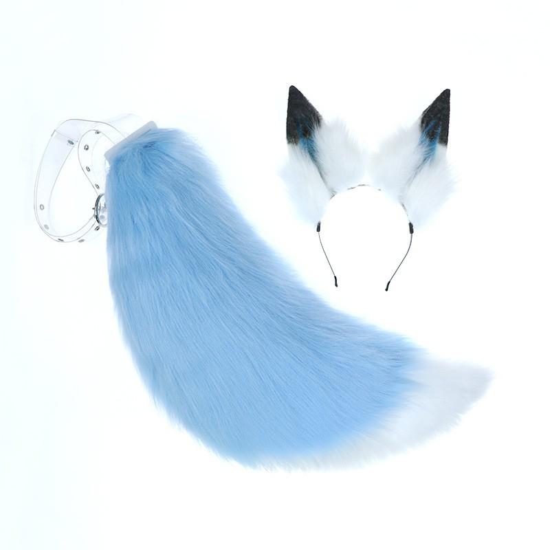 Handmade Furry Wolf Ear Headband Tail Set Cosplay Party Costume Accessory