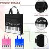 Piano Keys Handbag Small Piano Music Printed Bag Reusable Tote Bag Shoulder Shopping Bag Book File Storage Pouch Durable