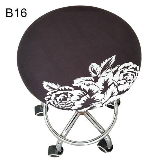 Round Floral Printed Elastic Spandex Seat Cover Decor for 30-45cm Chair Stool