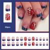 1 комплект(24pcs) Короткие квадратные ногти, красные с блестящими звездами, набор съемных накладных ногтей, сверкающий праздничный маникюр