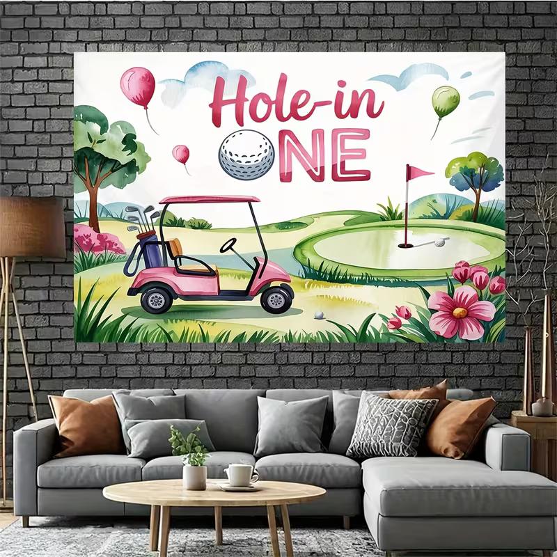 2D Pink Golf Course Photography Background Cloth for Baby Girl Photoshoot