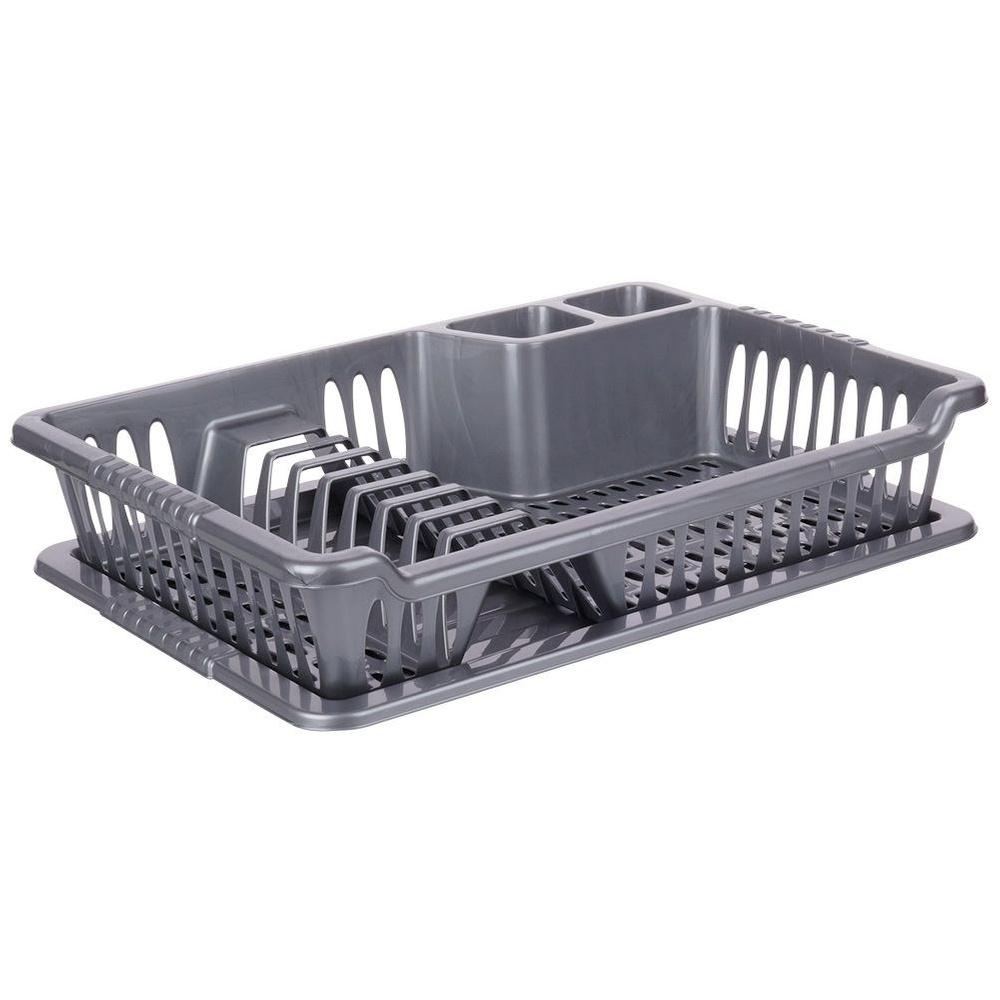 Gray dish drying rack 40x29x8.5 cm