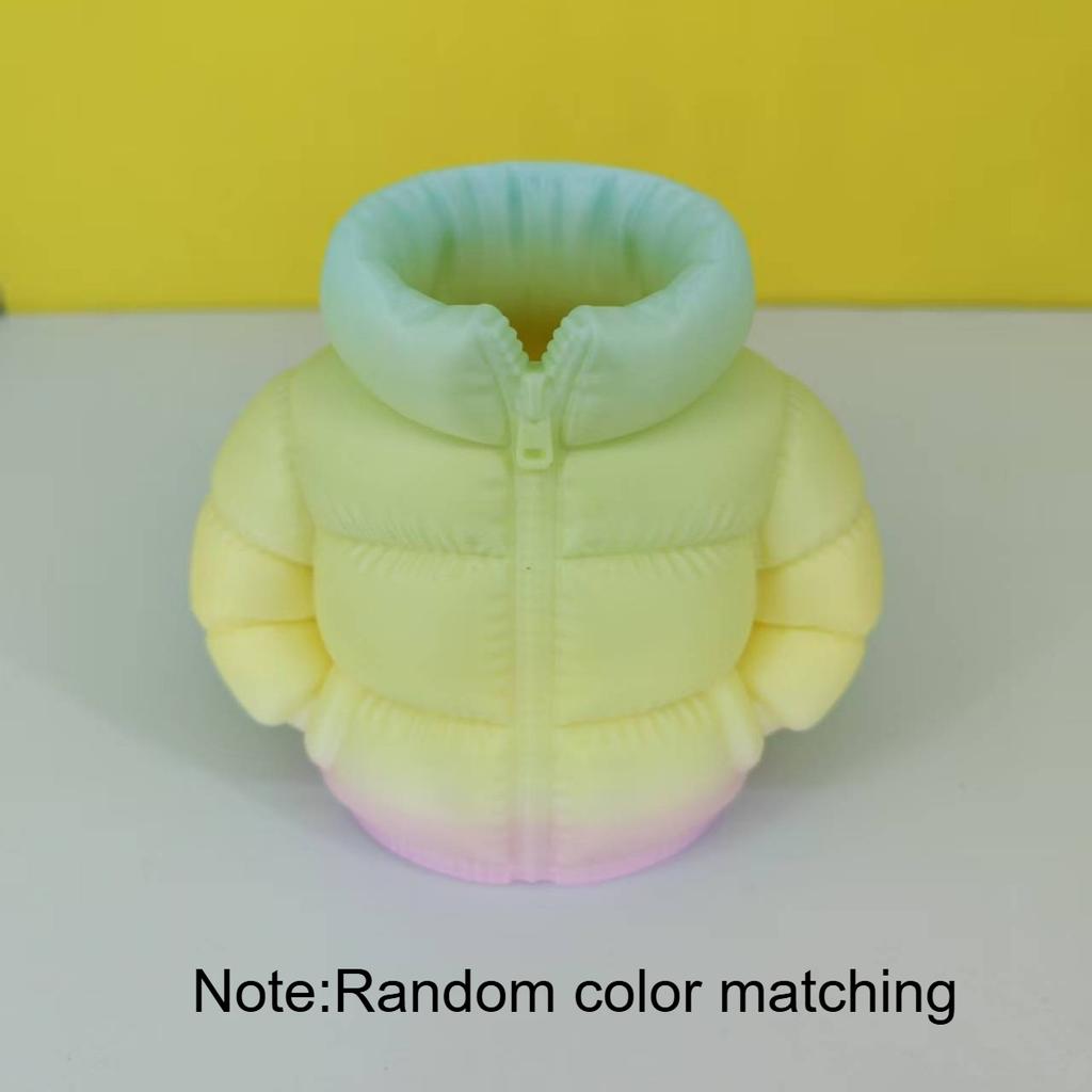 1pc Cute Down Jacket-Shaped Pen Holder, Creative 3D Printed Novelty Coaster Set for Classroom Students, Desktop Stationery
