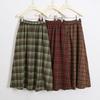 Женская ретро клетчатая миди-юбка из смесовой шерсти - А-силуэт с высокой талией и двойными карманами для осени/зимы
