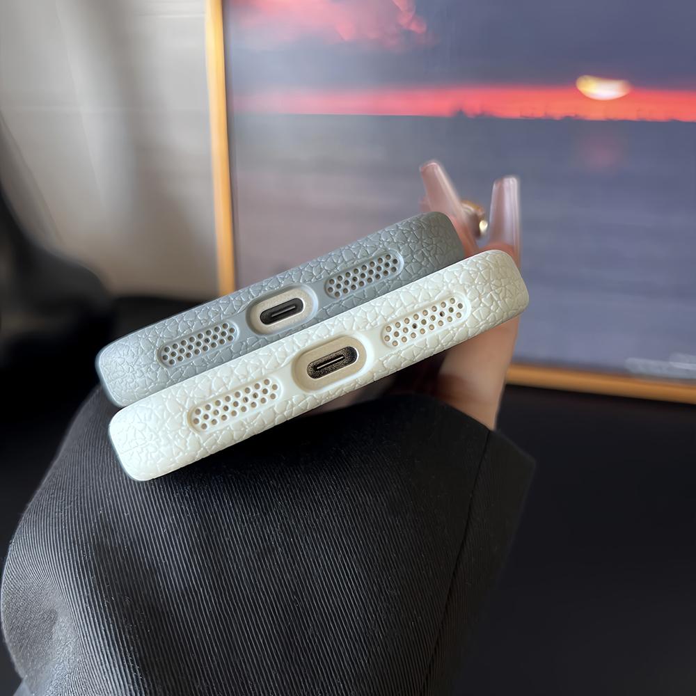 Матовый чехол с контрастным цветом и текстурой личи для iPhone 17 Air 16 15 14 13 12 11 Pro Max Plus с MagSafe, мягкий чехол из ТПУ