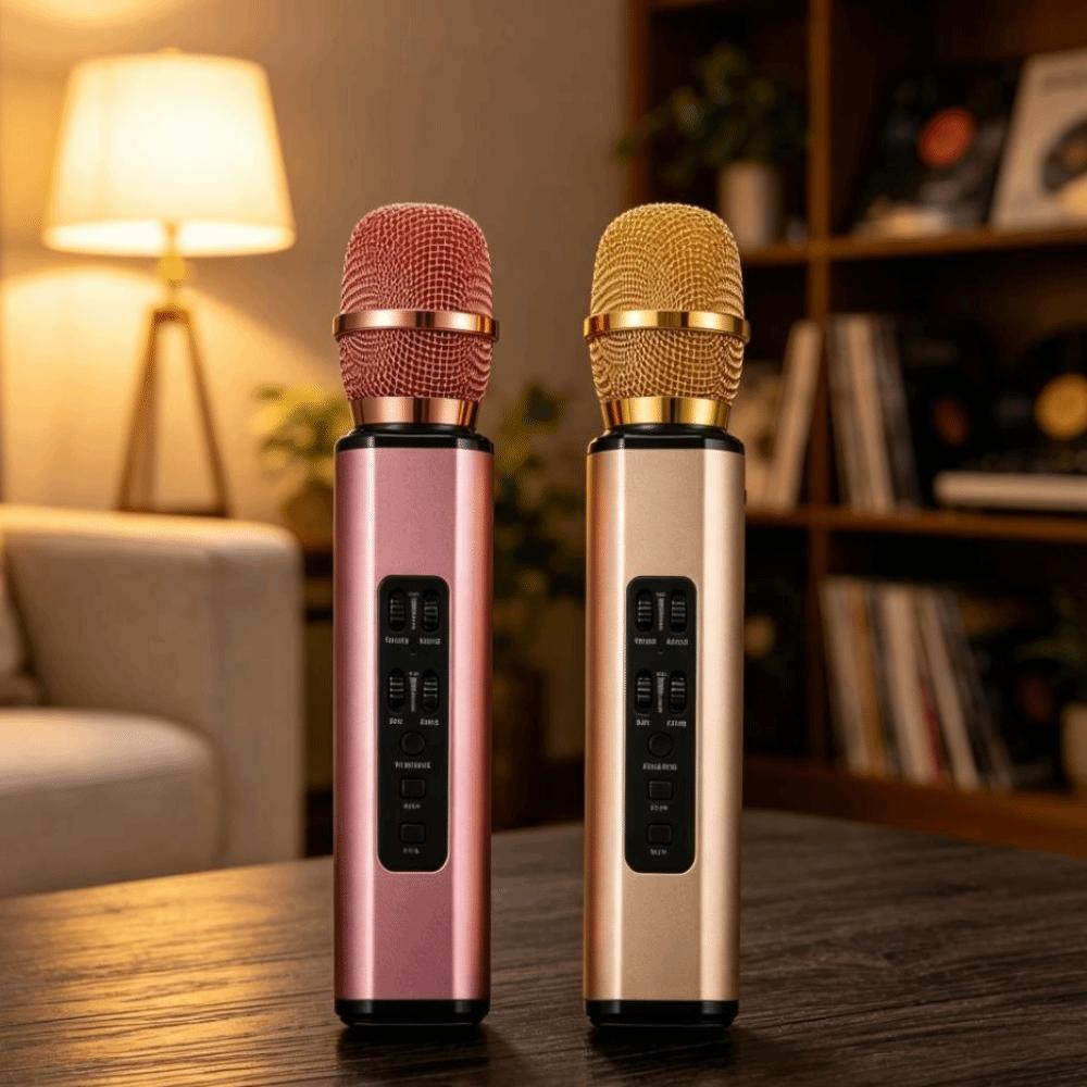 Dual Speaker Karaoke Microphone Professional Bluetooth Microphone Karaoke Speaker Microphone  Bar