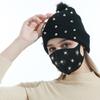 Черная Мягкая Панк Вязаная Шапка Теплая Зимняя 18x35см для Женщин и Девочек