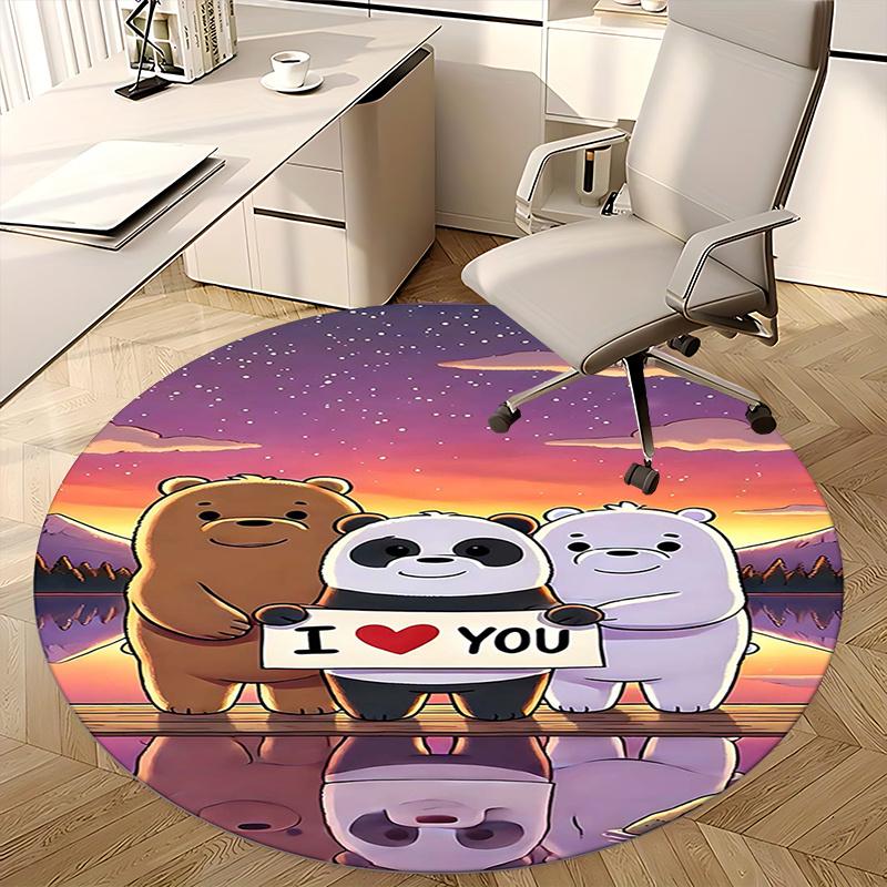 I Love You Sign,Cute Bear Trio Chair mat Round Rug Office carpet, Non slip, Suitable for Living Rooms, Bedrooms,Decor1205807a