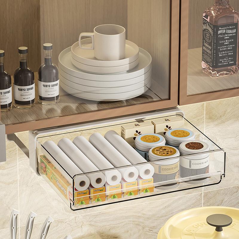 Офисный ящик для хранения под столом, без дырокола, пластиковый прозрачный ящик для хранения, большая вместимость, органайзер для нижнего белья