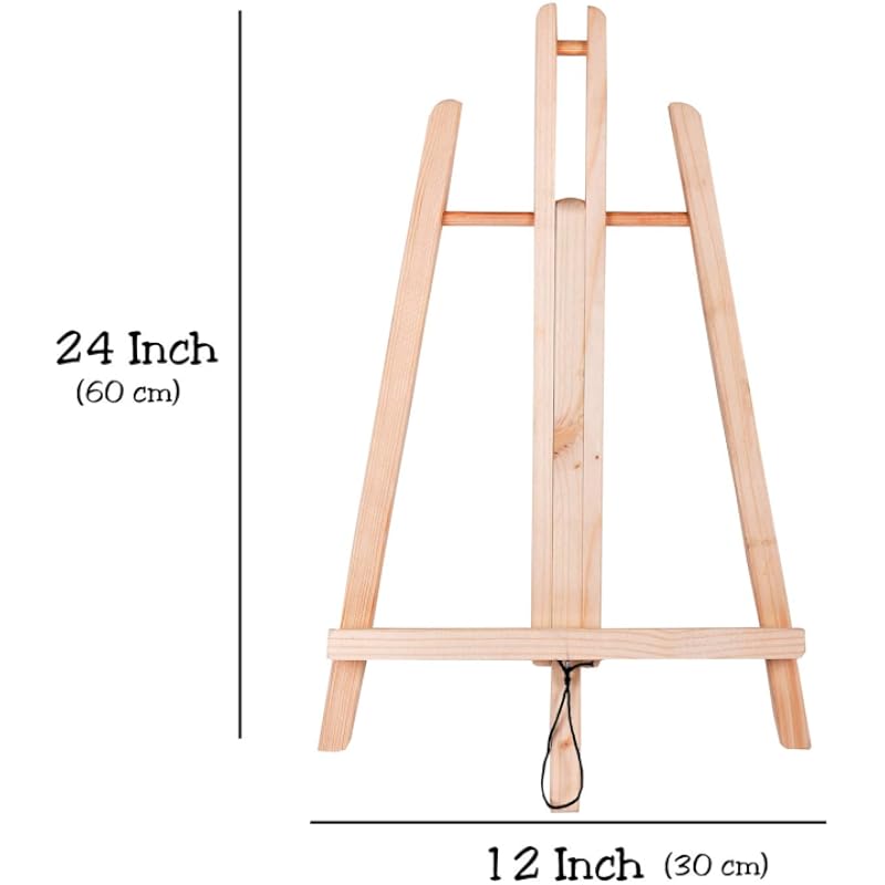 Variety Canvas 24 Inch Artist Wooden Easel Stand for Paintings, Large Size (Light Brown)