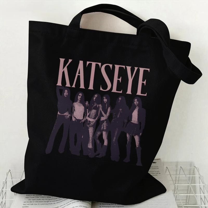 KATSEYE Girl Group Print Canvas Tote Bag Commuter Student Shoulder Bag Large Capacity 60123-4